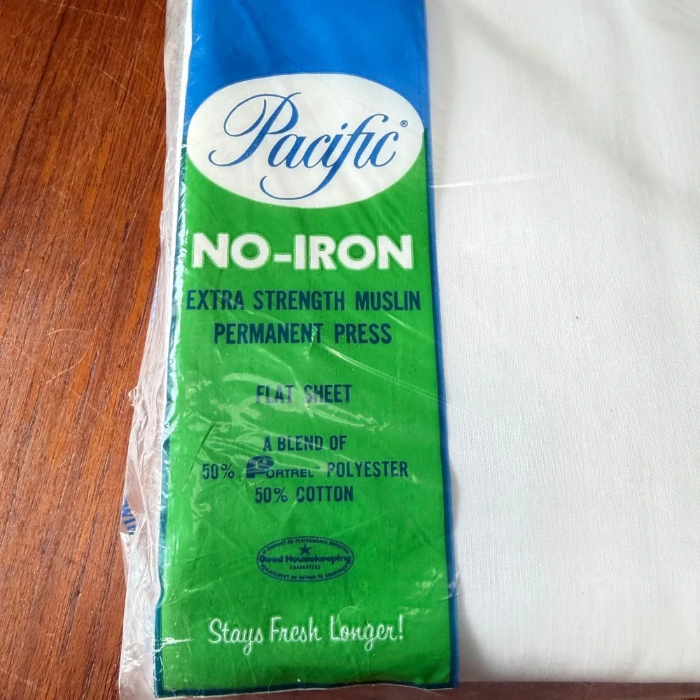 Pacific Vintage Twin Flat Sheet White No-Iron Muslin Permanent Press Made in USA